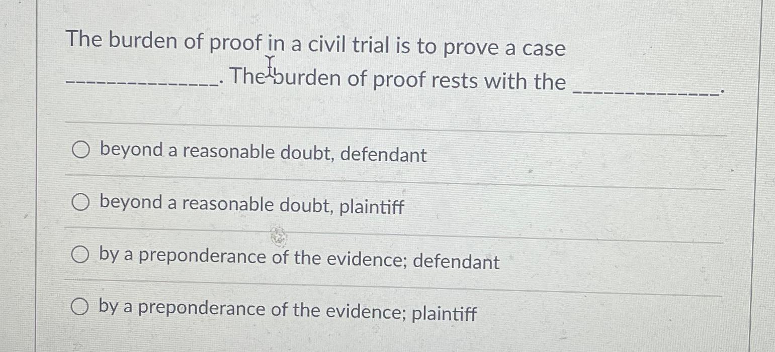 in a criminal trial the burden of proof rests with the responses
