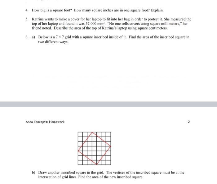 Solved 4. How big is a square foot? How many square inches