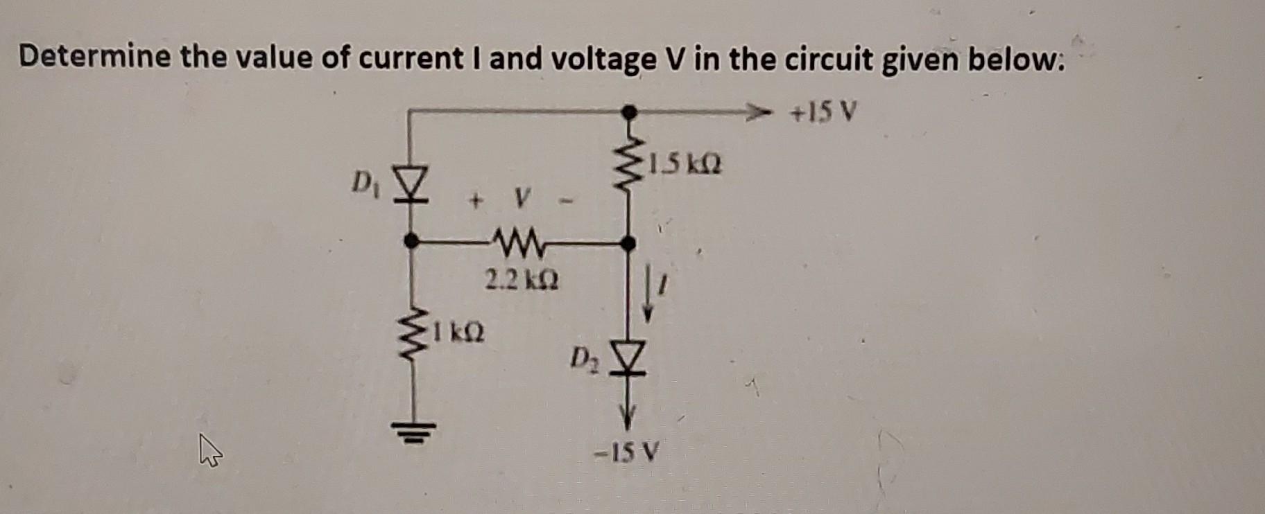 Solved Determine the value of current I and voltage V in the | Chegg.com