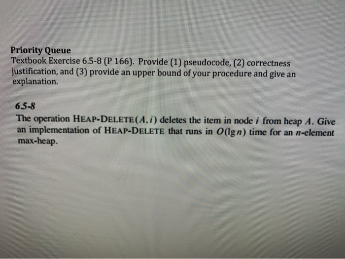 Solved Priority Queue Textbook Exercise 6.5-8 (P 166). | Chegg.com