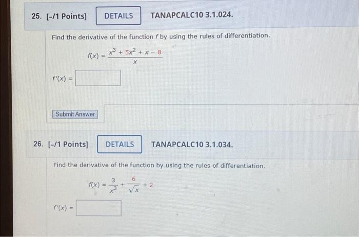Solved Find the derivative of the function f by using the | Chegg.com