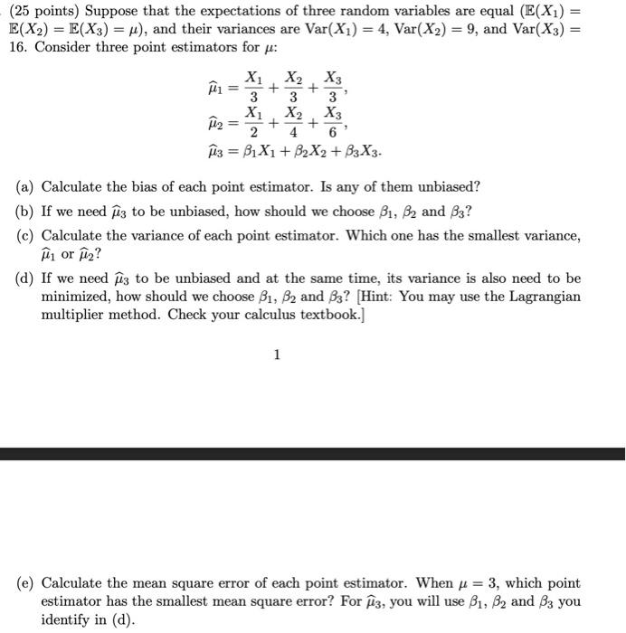 Solved (25 points) Let X; and S be the sample mean and | Chegg.com