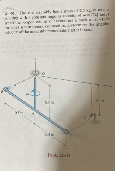 Solved 21-31. ﻿The rod assembly has a mass of 2.5kgm ﻿and is | Chegg.com