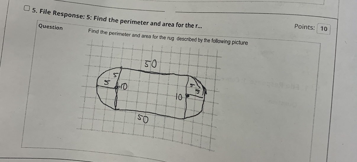 Solved File Response: 5: Find the perimeter and area for the | Chegg.com