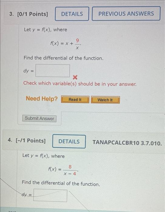 Solved Let Y F X Where 9 F X √x Find The Differential