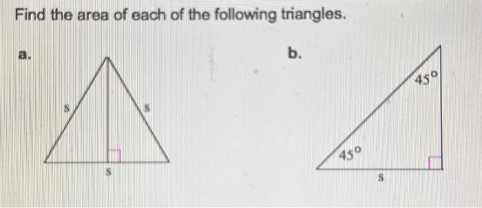 Solved Find The Area Of Each Of The Following Triangles A | Chegg.com