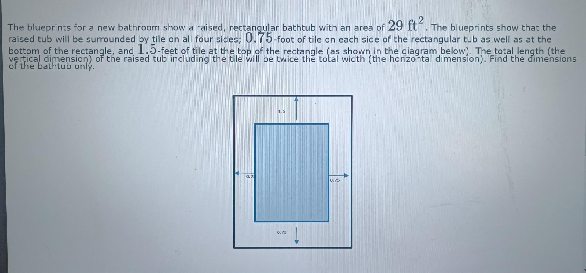 Solved The blueprints for a new bathroom show a raised,