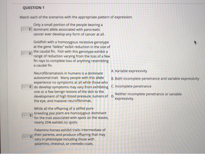Solved QUESTION 1 Match each of the scenarios with the | Chegg.com