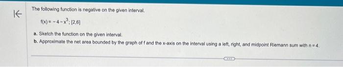 Solved The following function is negative on the given | Chegg.com