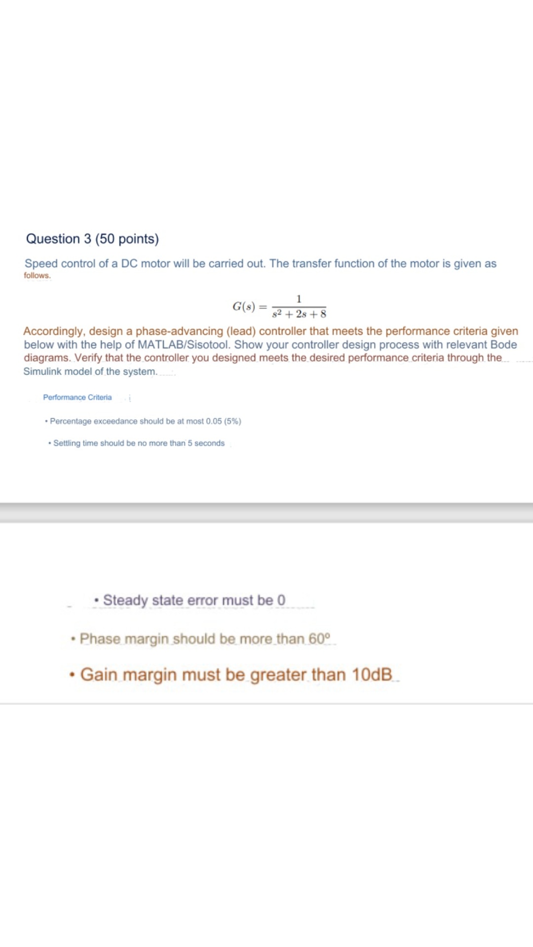 Solved Question 3 (50 ﻿points)Speed control of a DC motor | Chegg.com