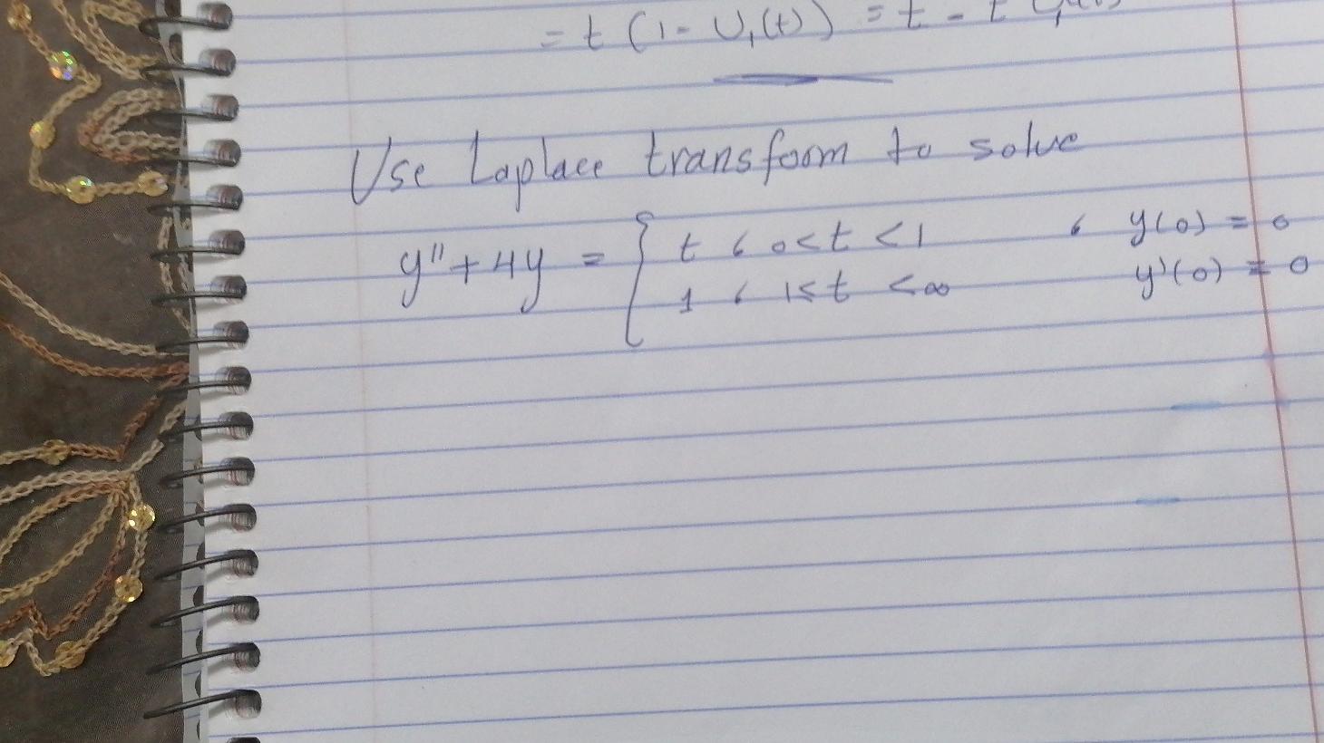 Solved T I U T Use Laplace Transform To Solve Y Chegg Com