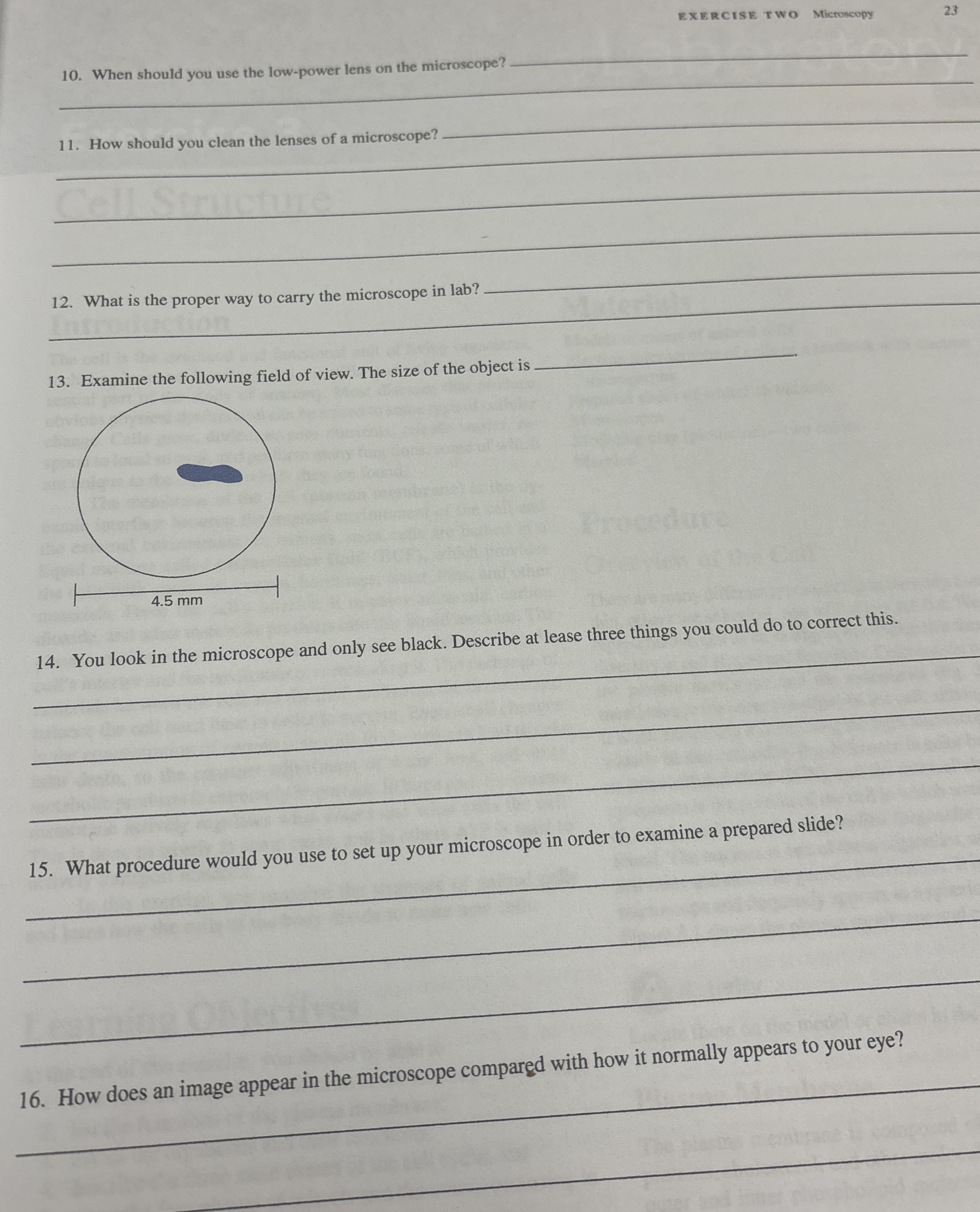 Solved EXERCISE TWOMicroscopy2310. ﻿When should you use the