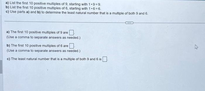 write first five multiples of 9 greater than 10