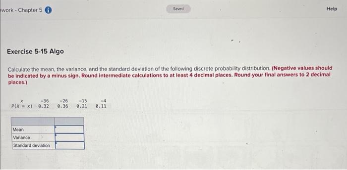 solved-calculate-the-mean-the-variance-and-the-standard-chegg