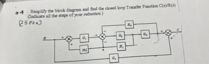 Solved #4 Simplify the block diagram and find the closed | Chegg.com