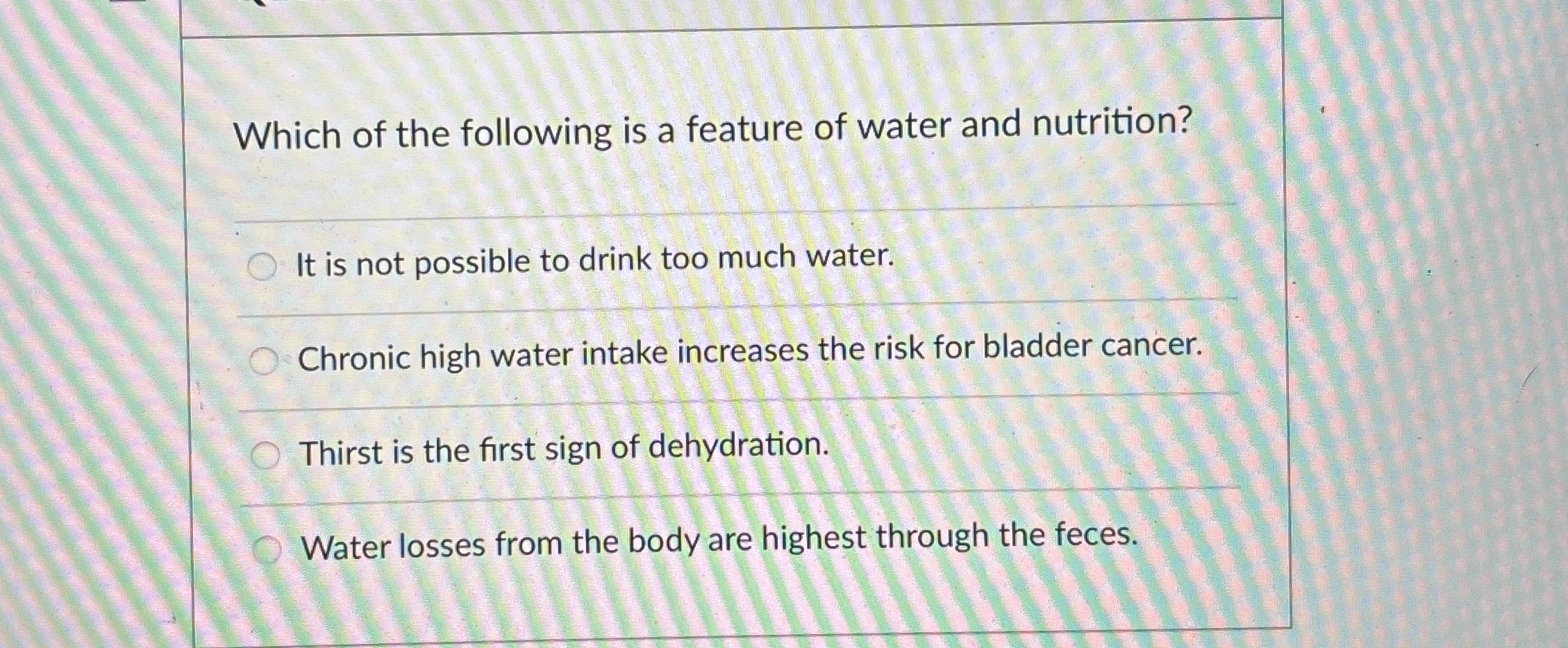 Solved Which of the following is a feature of water and | Chegg.com