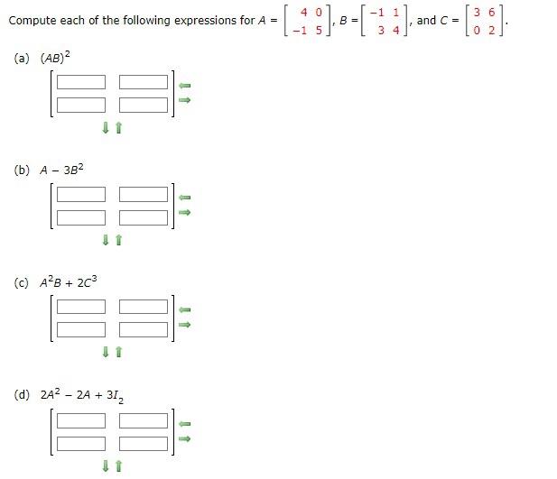 Solved Compute each of the following expressions for | Chegg.com