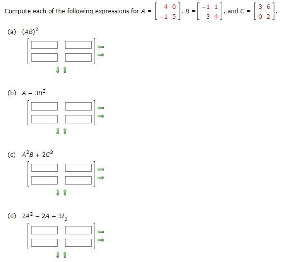 Solved Compute Each Of The Following Expressions For | Chegg.com