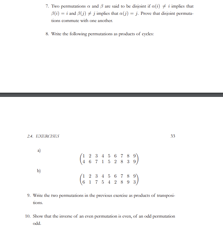 Solved Two Permutations α ﻿and β ﻿are Said To Be Disjoint If | Chegg.com