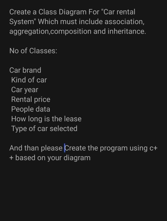 Solved Create a Class Diagram For 