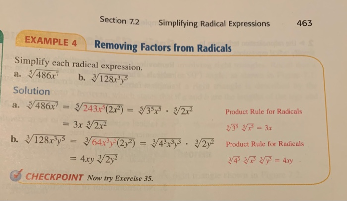 3v512 X Y Z Section 7 2 Simplifying Radical Chegg Com