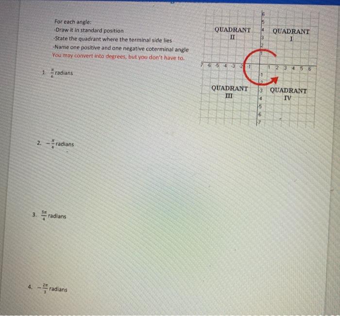 Solved 16 5 For Each Angle Draw It In Standard Position Chegg Com