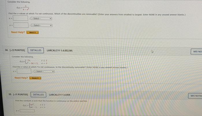 Solved Consider the following Find the values at which is | Chegg.com