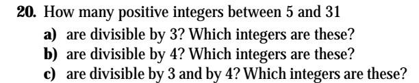 Solved 20. How many positive integers between 5 and 31 a) | Chegg.com