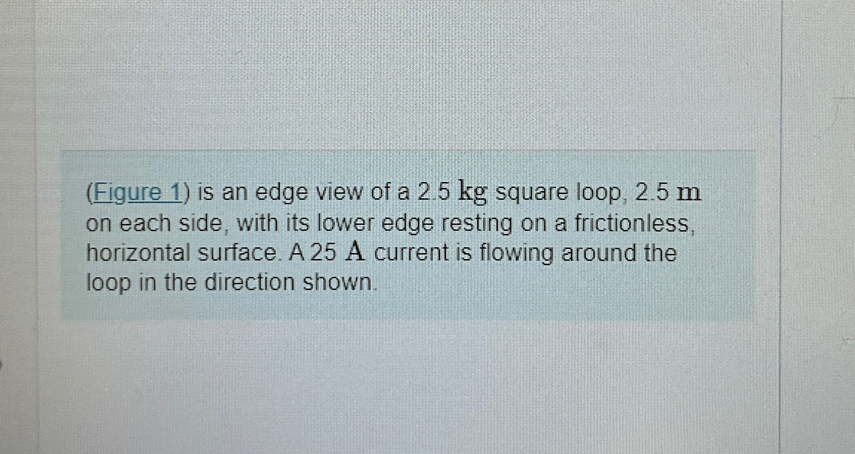 (Figure 1) ﻿is an edge view of a 2.5kg ﻿square loop, | Chegg.com