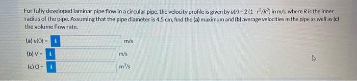 Solved For fully developed laminar pipe flow in a circular | Chegg.com