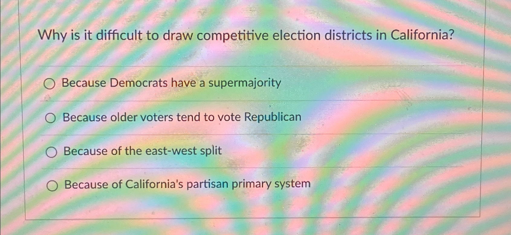 Solved Why is it difficult to draw competitive election | Chegg.com