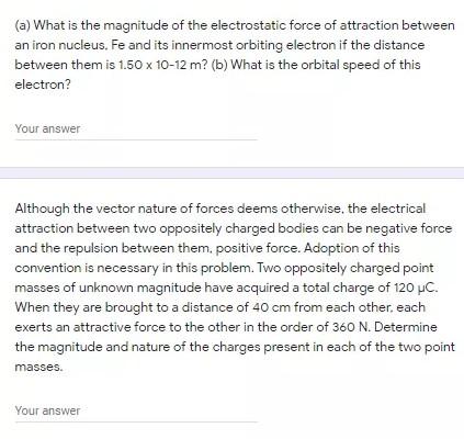 electrostatic force of attraction between electron and nucleus formula