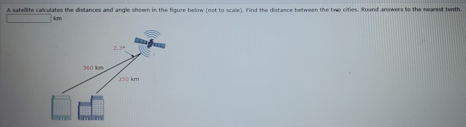 Solved A satellite calculates the distances and angle shown | Chegg.com