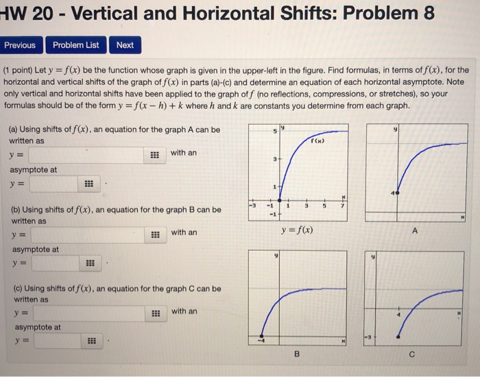 Solved HW 20 - Vertical and Horizontal Shifts: Problem 6 | Chegg.com