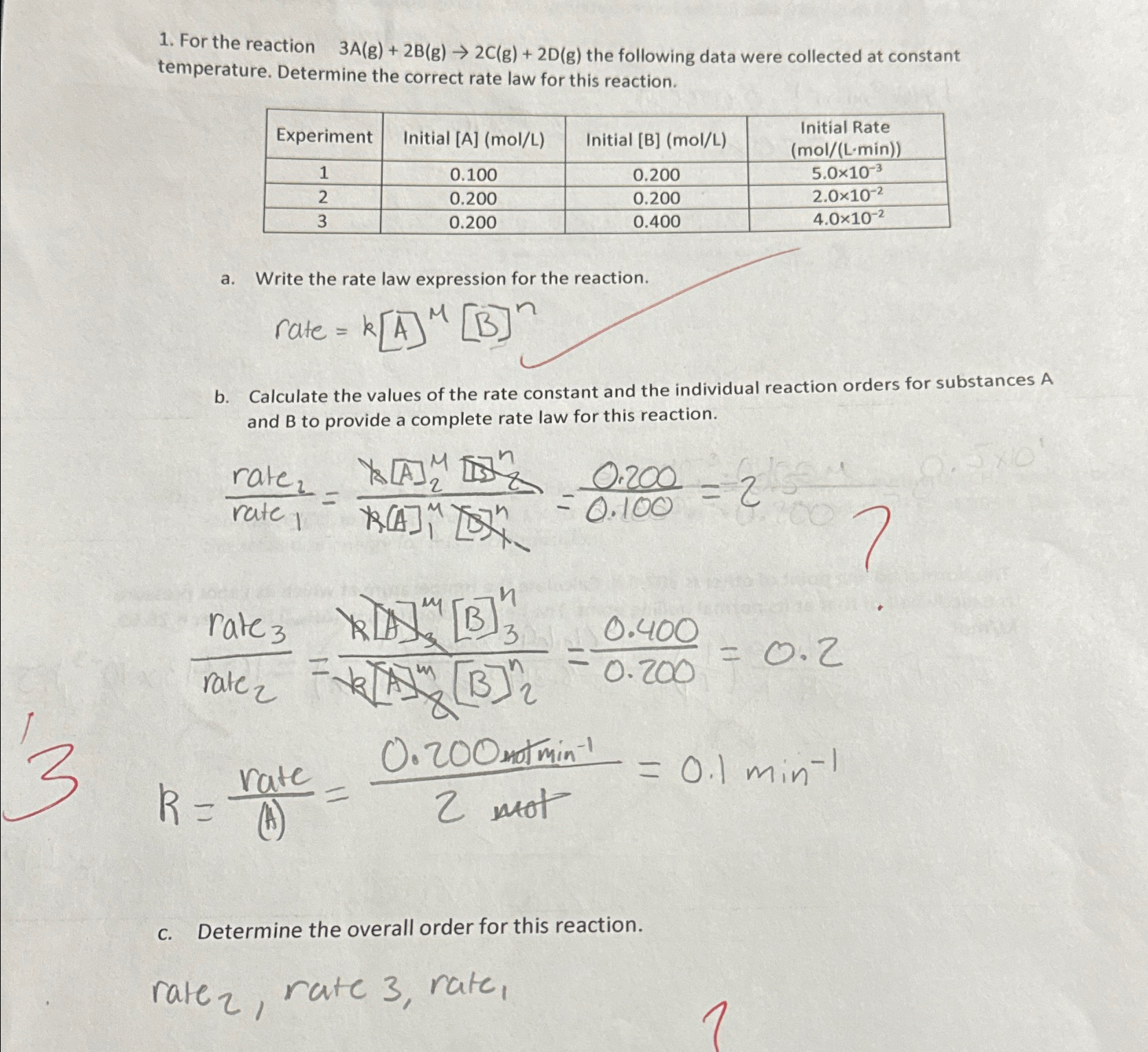 Solved For the reaction 3A(g)+2B(g)→2C(g)+2D(g) ﻿the | Chegg.com