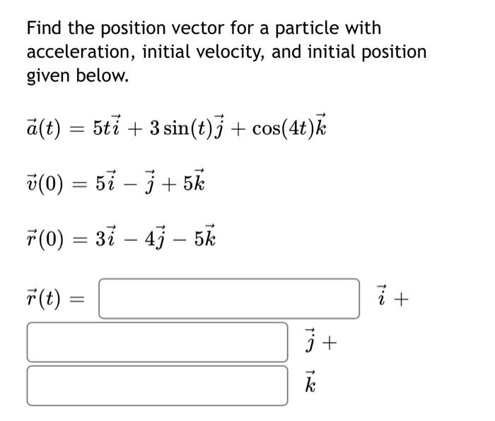 Solved Find the position vector for a particle with | Chegg.com