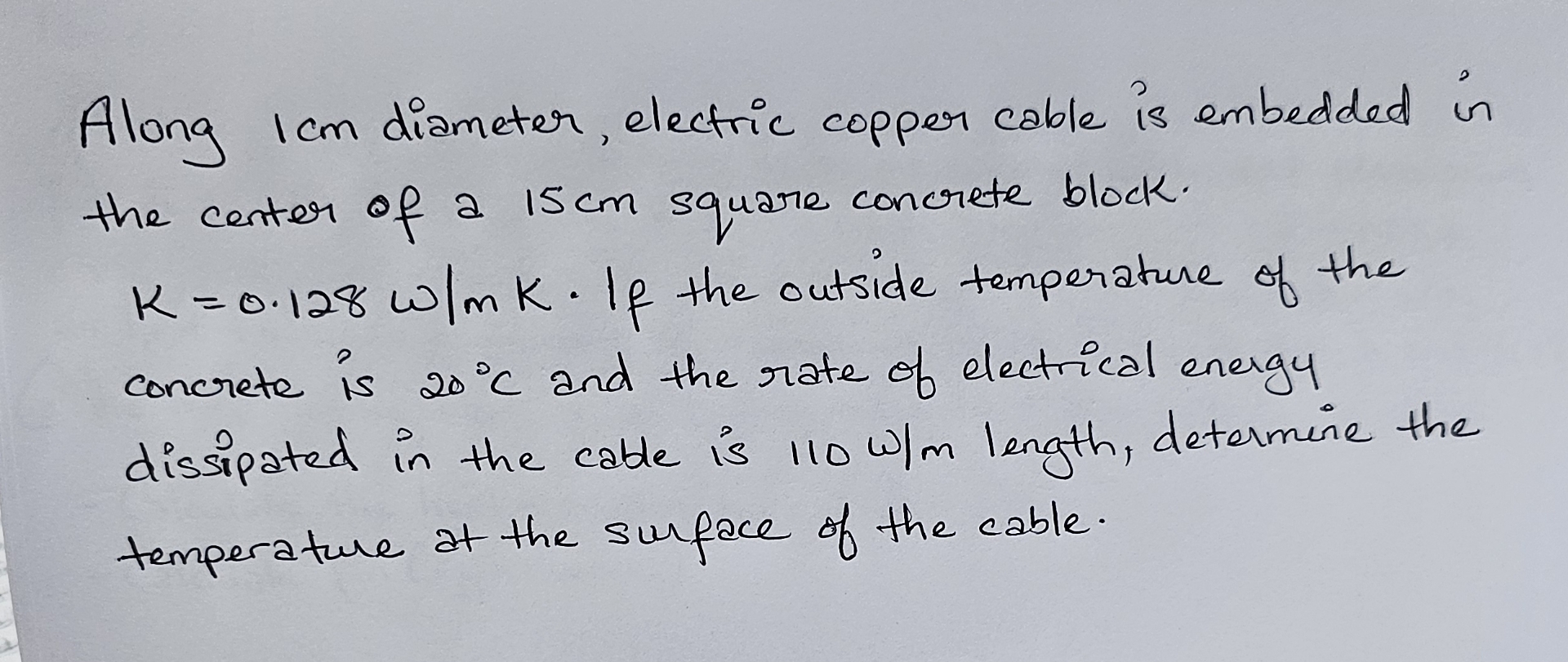 Along 1 ﻿cm diameter, electric copper cable is
