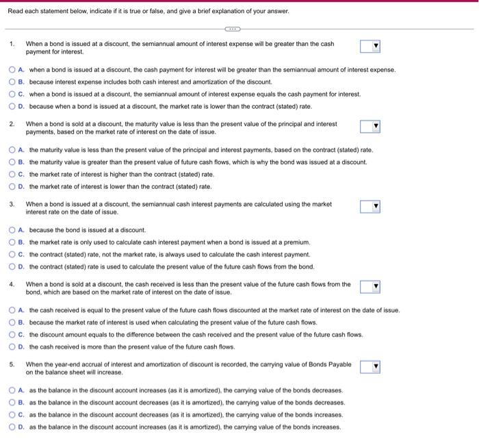 Solved Read each statement below, indicate if it is true or | Chegg.com