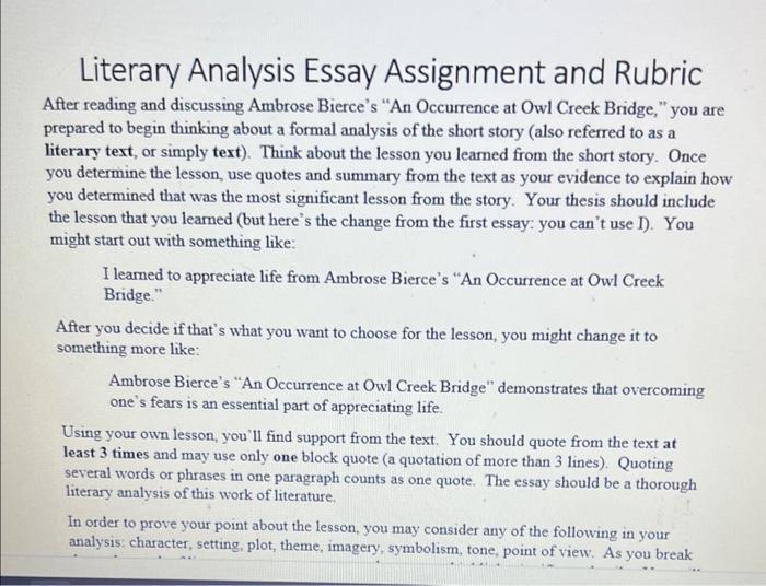 an occurrence at owl creek bridge essay topics