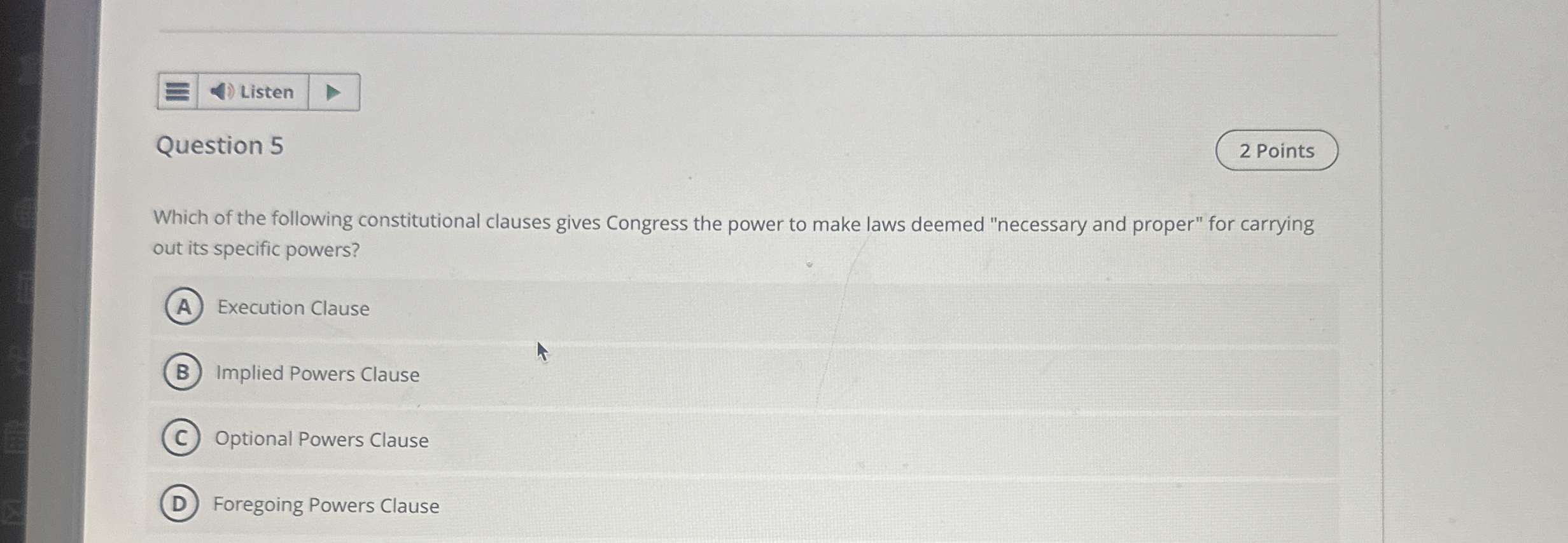 Solved Question 5Which of the following constitutional | Chegg.com