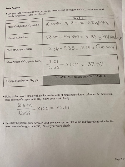 Part A Mass Percent of Oxygen in Potassium Chlorate