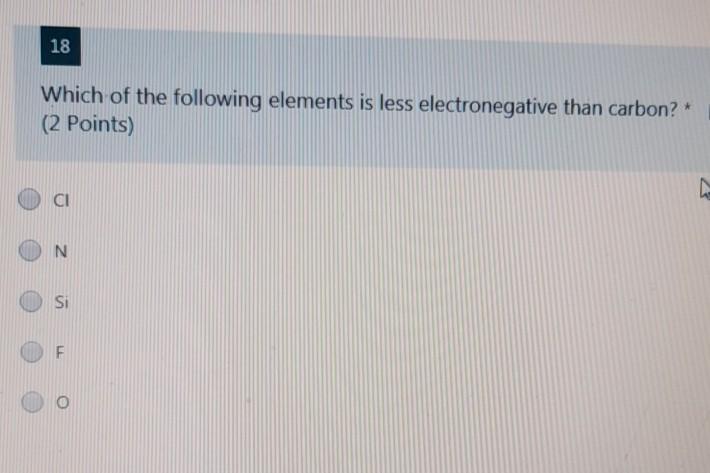 Solved 18 Which of the following elements is less | Chegg.com