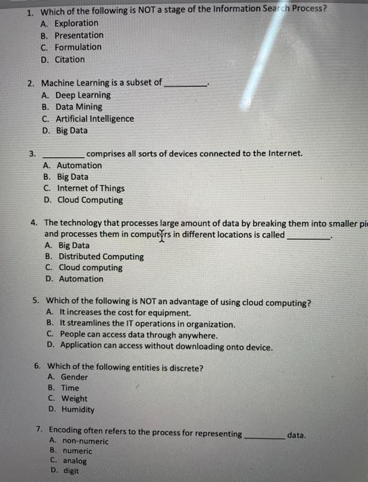 Solved 1 Which Of The Following Is Not A Stage Of The In Chegg Com