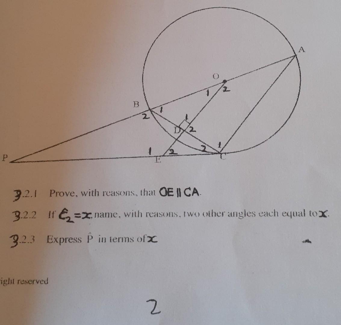 Solved ESTION? In the diagram below the circle with centre o | Chegg.com