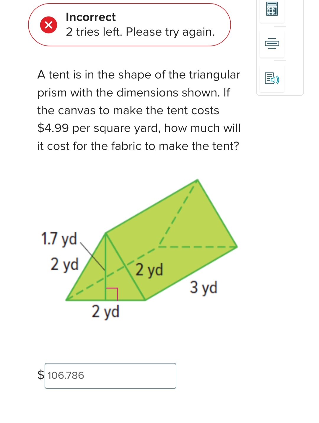 Solved A tent is in the shape of the triangularprism with | Chegg.com