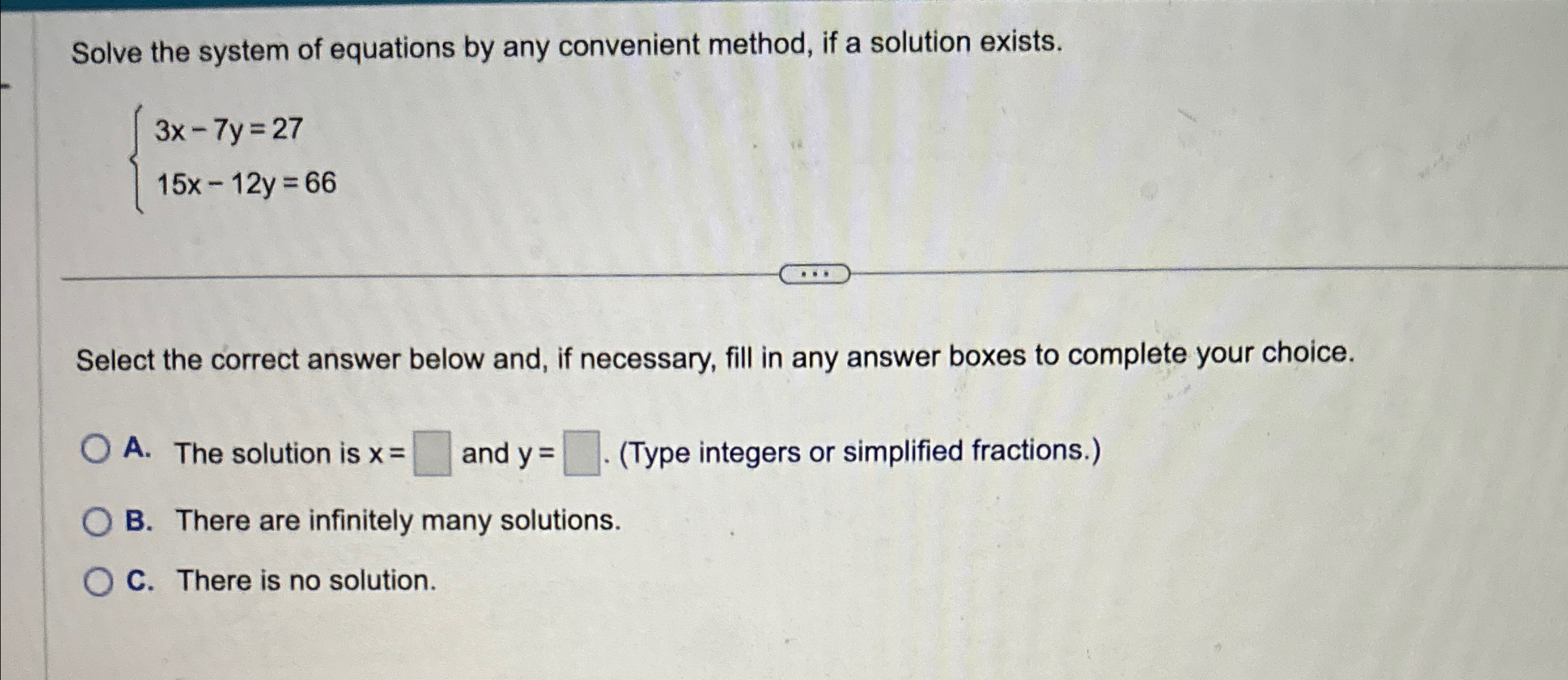 Solved Solve the system of equations by any convenient | Chegg.com