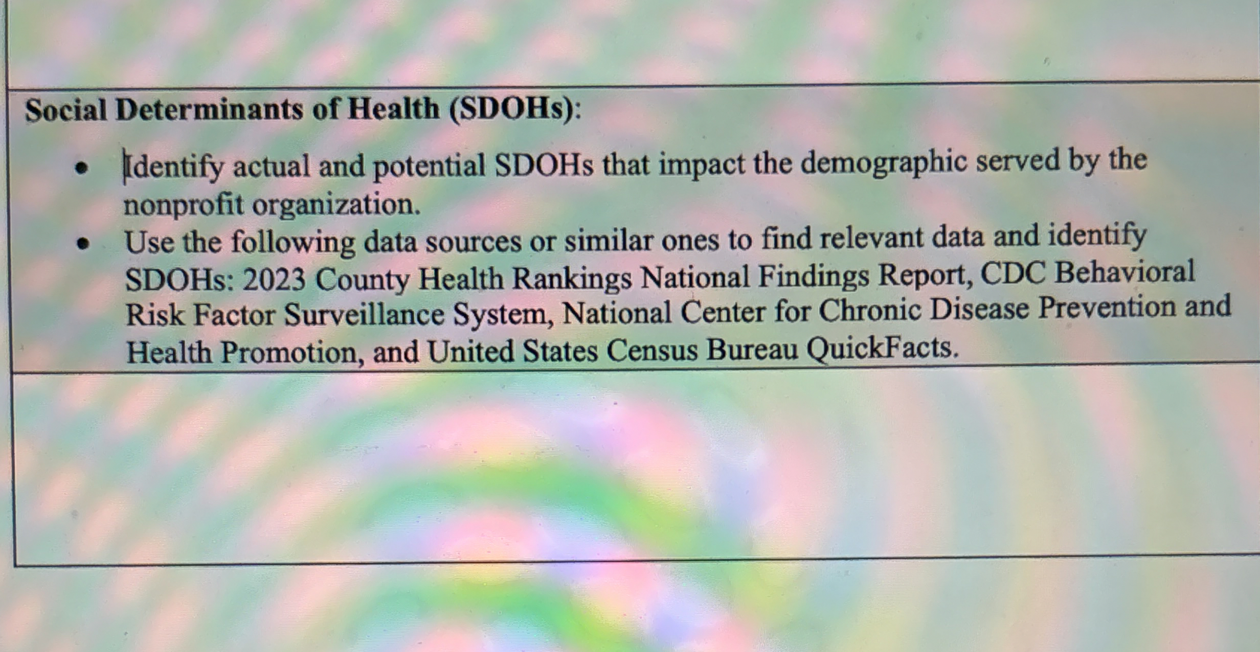 Solved Social Determinants of Health (SDOHs):Identify actual | Chegg.com