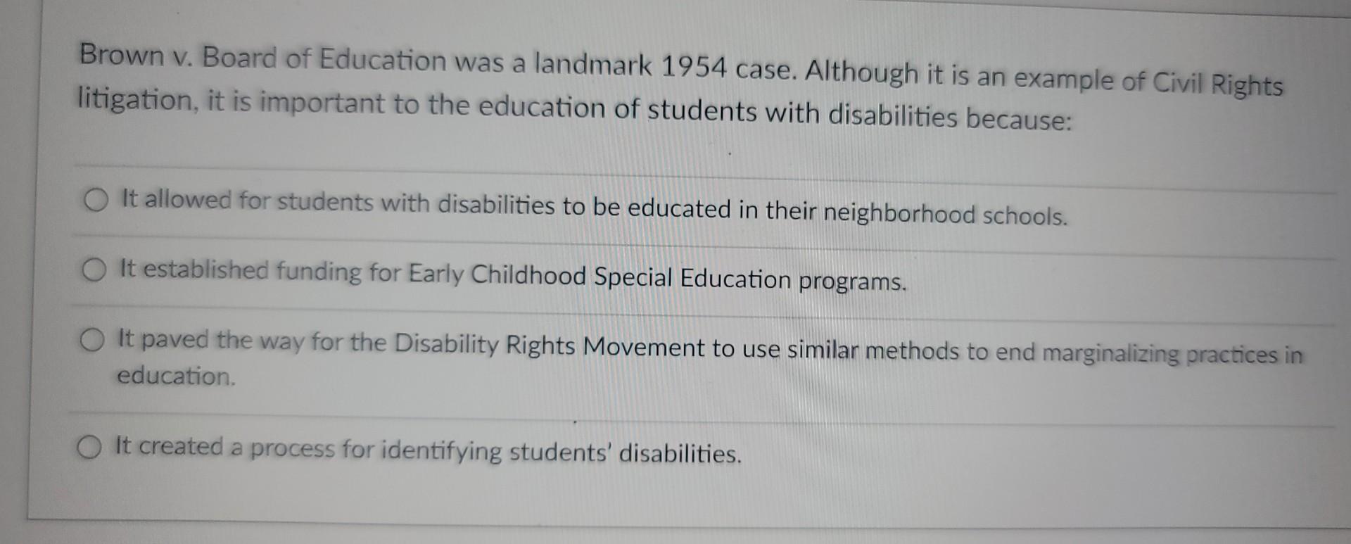 Solved Brown V. Board Of Education Was A Landmark 1954 Case. | Chegg.com