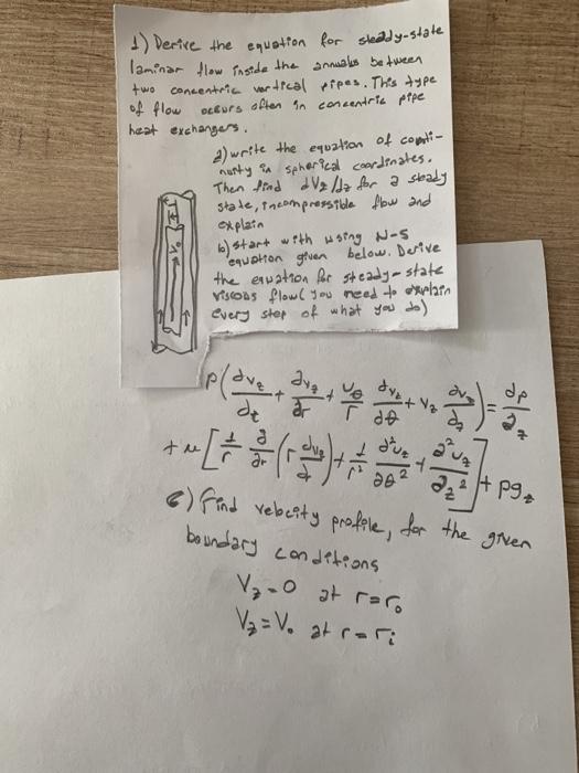 1) Derive the equation for steady-state laminar flow | Chegg.com