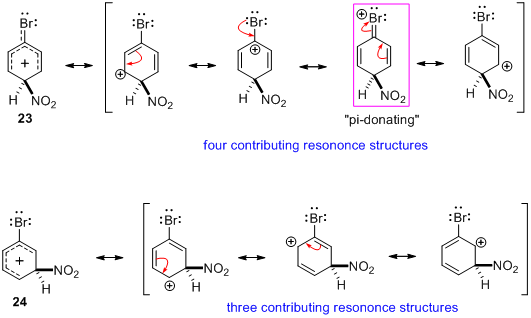 Thus, the contributing resonance structures for the compounds 23 and 24 are...